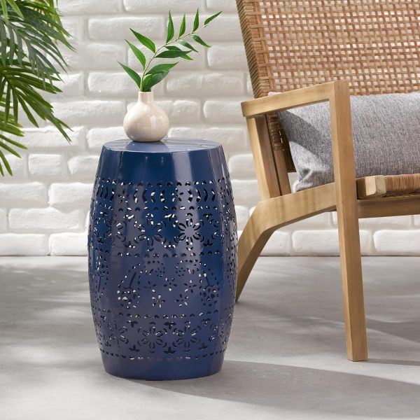 Christopher Knight Home Ruby Outdoor 12" Iron Side Table, Dark Blue - Image 2