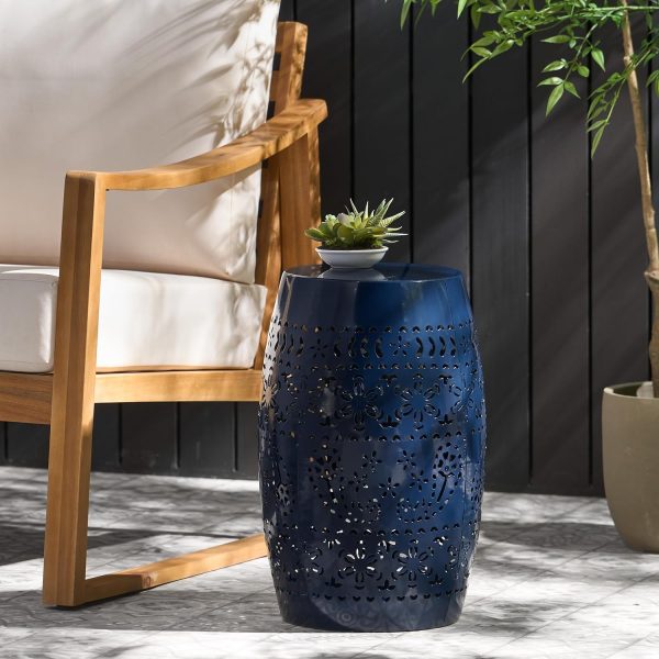 Christopher Knight Home Ruby Outdoor 12" Iron Side Table, Dark Blue - Image 4