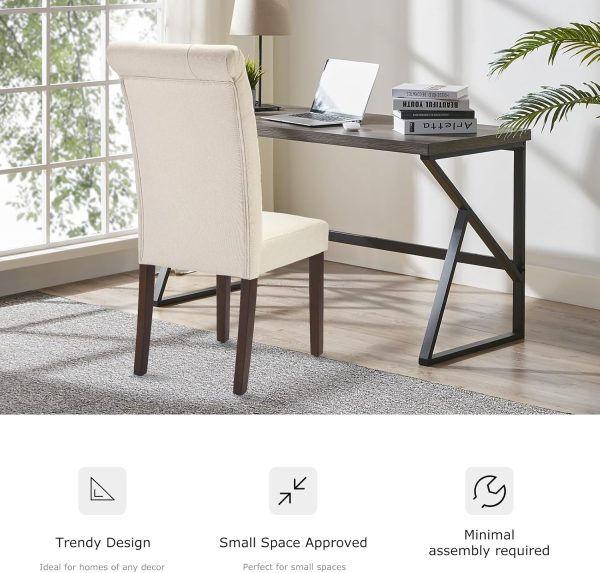 COLAMY 5-Piece Round Dining Table Set for 4, 48" Wood Kitchen Table with 4 Tufted Button Dining Room Chairs, Brown/Beige - Image 7