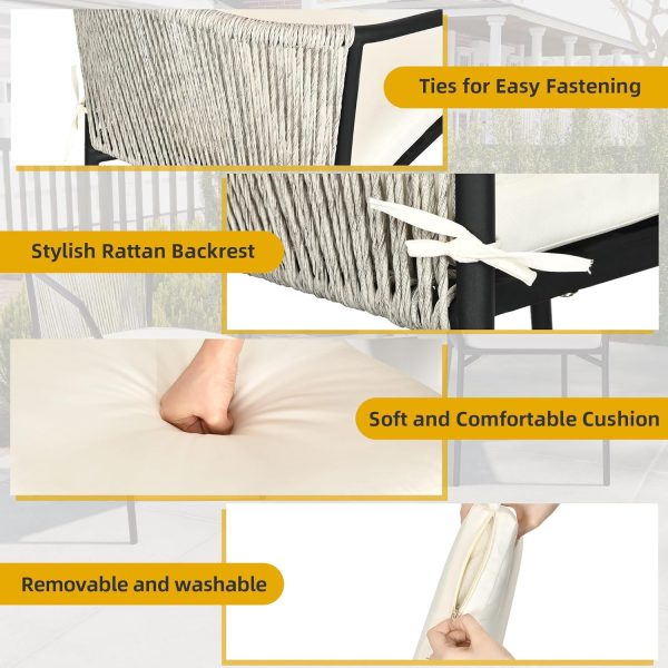 DWVO 3 Pieces Patio Set Wicker Furniture Outdoor Table and Chairs Rattan Chair Conversation Sets with Cushions & Coffee Table for Porch Backyard Poolside Garden, Gray - Image 3