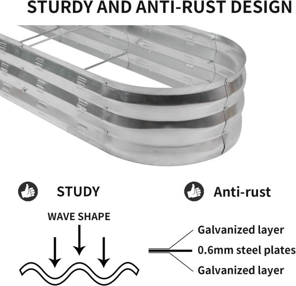 GADI Raised Garden Bed Kit for Vegetables Flower Galvanized Metal Planter Boxs Designed for Easy DIY and Cleaning Not Twist Or Rot (Silver) - Image 5
