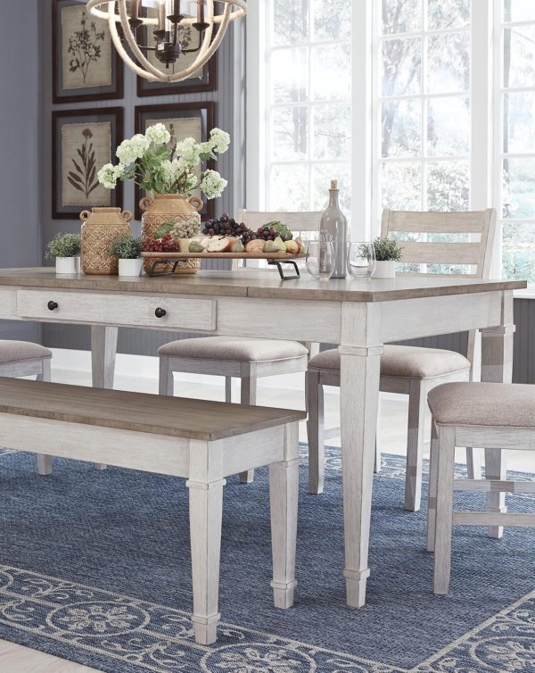 Signature Design by Ashley Skempton Farmhouse Rectangular Dining Room Table with Storage, White & Light Brown - Image 13
