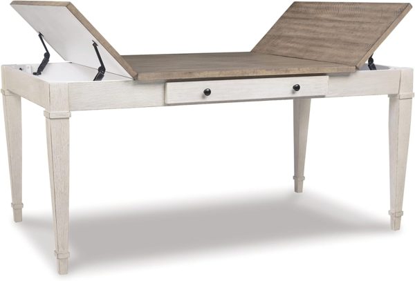 Signature Design by Ashley Skempton Farmhouse Rectangular Dining Room Table with Storage, White & Light Brown - Image 14