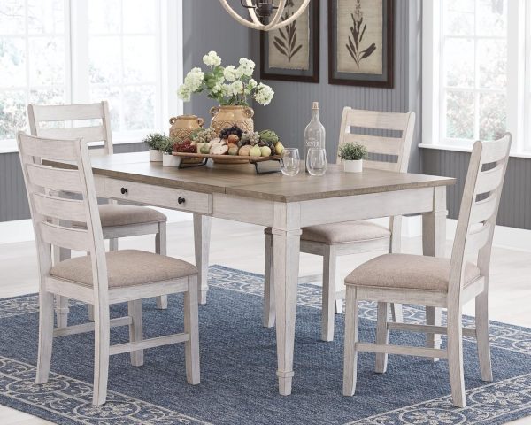 Signature Design by Ashley Skempton Farmhouse Rectangular Dining Room Table with Storage, White & Light Brown - Image 5