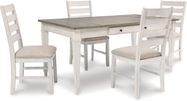 Signature Design by Ashley Skempton Farmhouse Rectangular Dining Room Table with Storage, White & Light Brown - Image 6