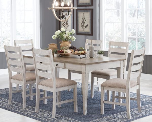 Signature Design by Ashley Skempton Farmhouse Rectangular Dining Room Table with Storage, White & Light Brown - Image 7