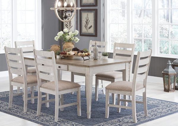 Signature Design by Ashley Skempton Farmhouse Rectangular Dining Room Table with Storage, White & Light Brown - Image 8