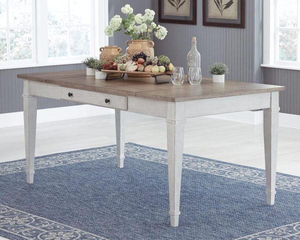 Signature Design by Ashley Skempton Farmhouse Rectangular Dining Room Table with Storage, White & Light Brown - Image 9