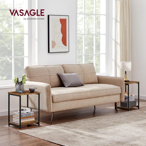 VASAGLE Side Tables Set of 2, Small End Table, Nightstand for Living Room, Bedroom, Office, Bathroom, Rustic Brown and Black ULET272B01 - Image 2