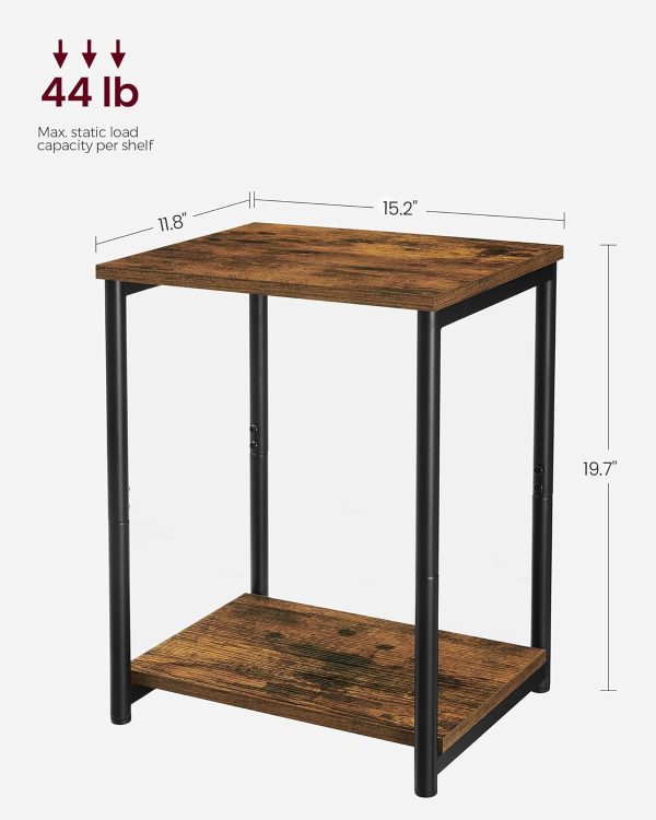 VASAGLE Side Tables Set of 2, Small End Table, Nightstand for Living Room, Bedroom, Office, Bathroom, Rustic Brown and Black ULET272B01 - Image 3