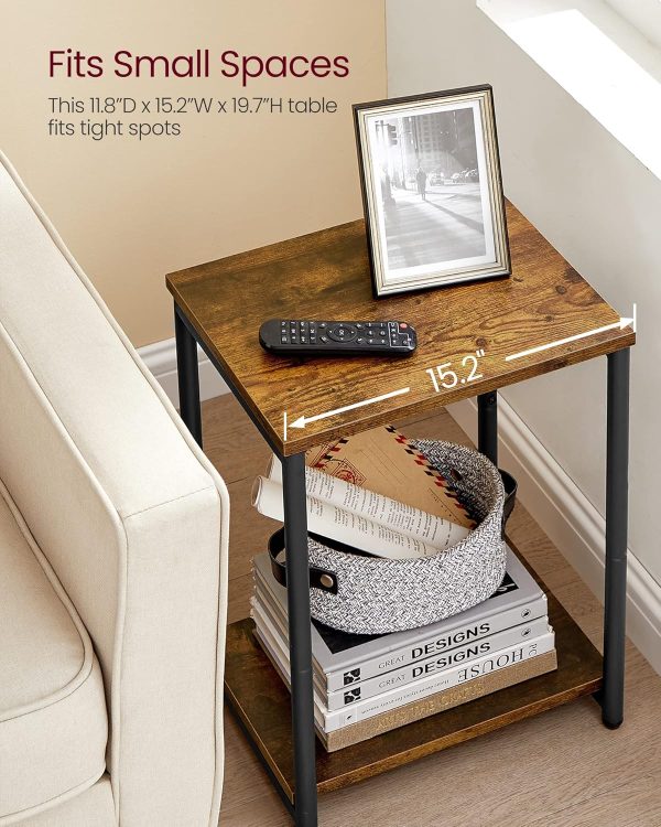 VASAGLE Side Tables Set of 2, Small End Table, Nightstand for Living Room, Bedroom, Office, Bathroom, Rustic Brown and Black ULET272B01 - Image 7
