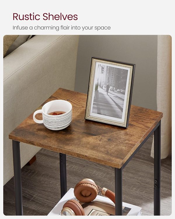 VASAGLE Side Tables Set of 2, Small End Table, Nightstand for Living Room, Bedroom, Office, Bathroom, Rustic Brown and Black ULET272B01 - Image 8